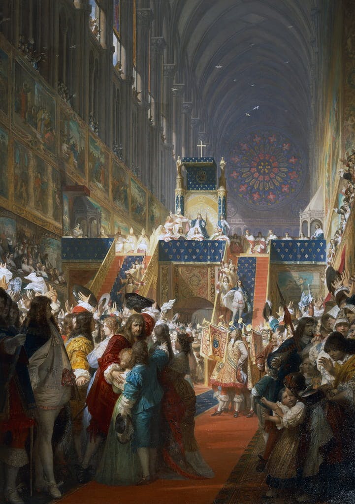Quadro do artista alemão Ferdinand Piloty, o Velho (1786-1844), representa o Rei Luís XIV da França recebendo em Paris representantes das diferentes classes sociais — clero, nobreza e povo.