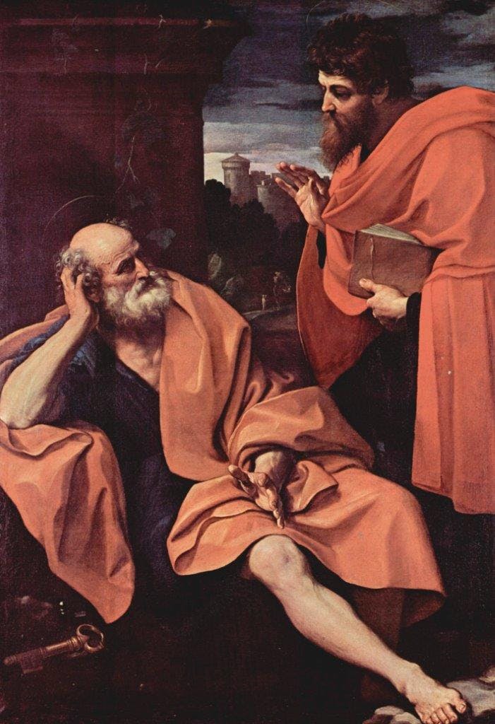 São Paulo resiste a São Pedro – Guido Reni (1575–1642). Pinacoteca de Brera, Milão.