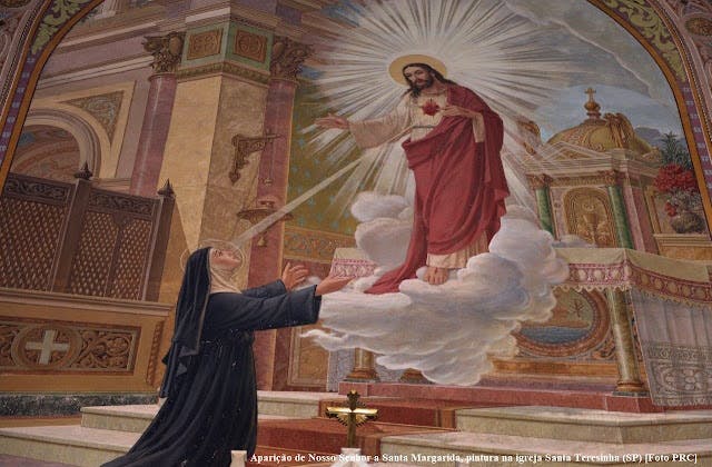 Aparição de Nosso Senhor a Santa Margarida, pintura na Igreja Santa Teresinha (SP) [Foto - Paulo Campos]